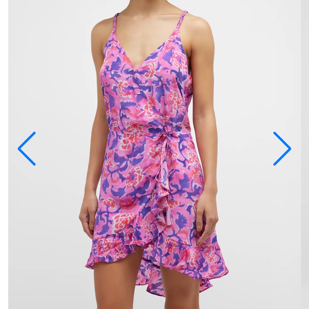 Rococo Sand Pink & Purple Floral Wrap Mini Dress